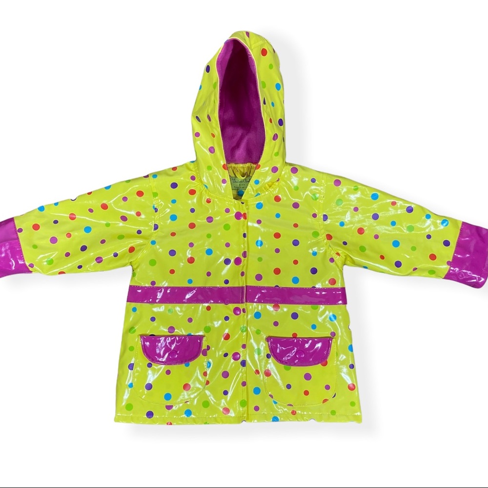 Western Chief Girl's Size 3T Yellow & Pink Polka Dot Raincoat